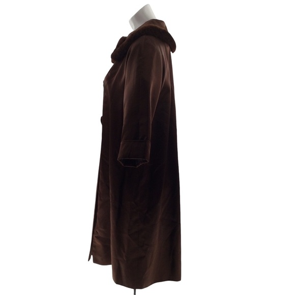 Vintage 1920s Art Deco Fur and Silk chocolate Brown Coat - Picture 3 of 16